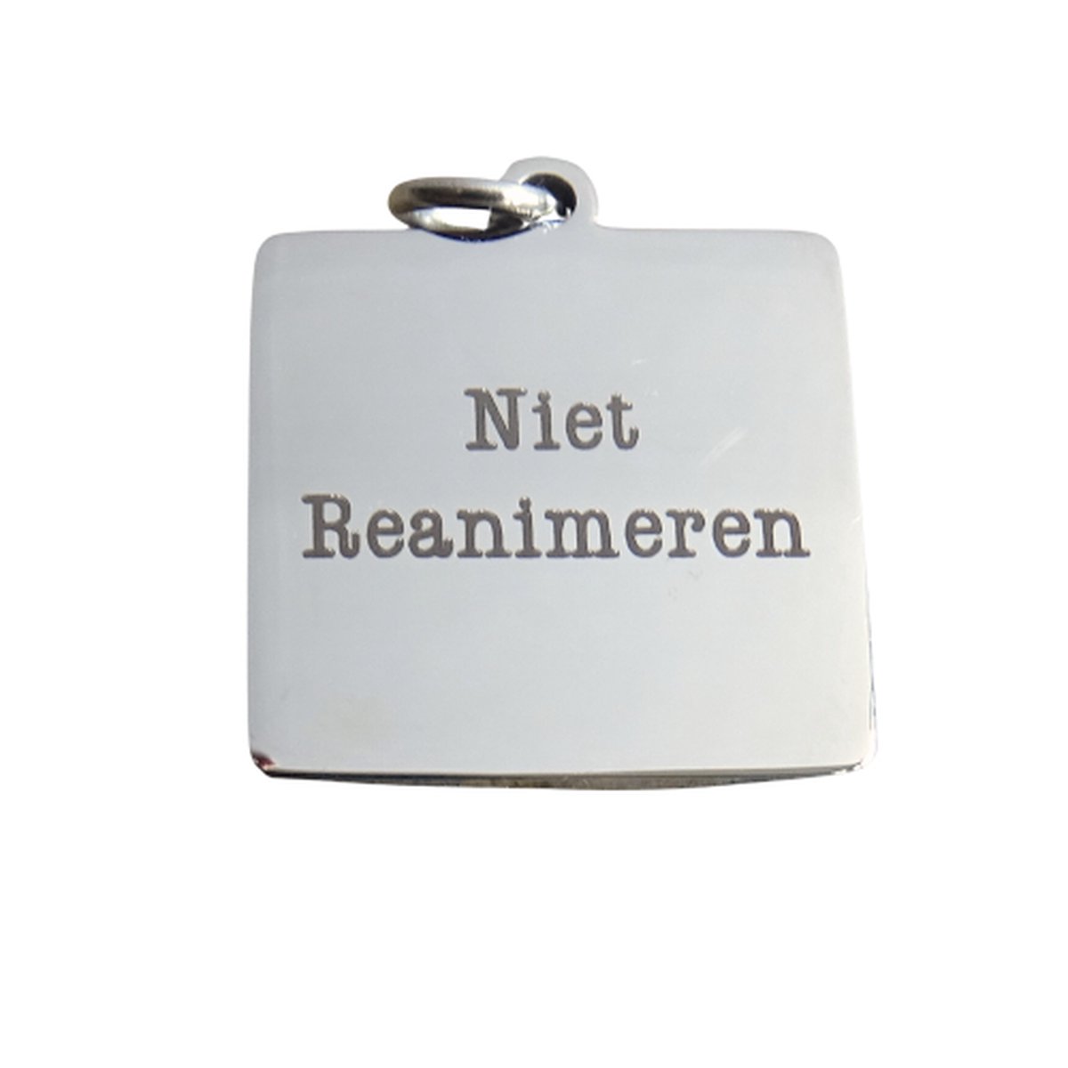 2 Love it Niet Reanimeren - Hanger - Penning - Vierkant - Stainless steel - 2 cm diameter - Zilverkleurig