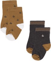 Petit Bateau - 2 Paar Sokken voor Baby Jongen - Bruin Grijs - 15/18
