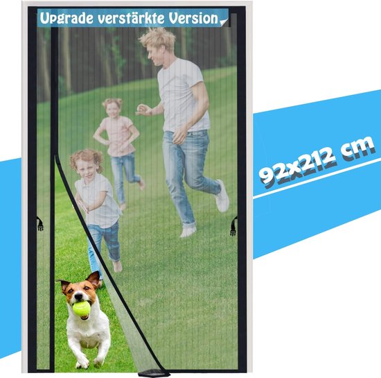WENT Magnetisch Vliegengaas 200x200 cm, Muggennet Hordeur voor Balkondeur, Kelderdeur, Terrasdeur, Automatisch Sluitend, Boren is Niet Nodig, Zwart