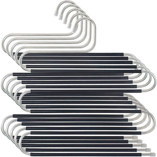 ZriEy S-vormige Roestvrijstalen Broek Broekhangers 5 Lagen Kasthangers Ruimtebesparende Opslag Hangers Organisator Rock voor broek Broeken Sjaal Stropdas Kleding Handdoek hangen (2 STUKS