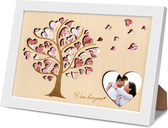 Cadeau d'argent mariage avec cadre photo en forme d'arbre, cadeau de  mariage pour... | bol.com