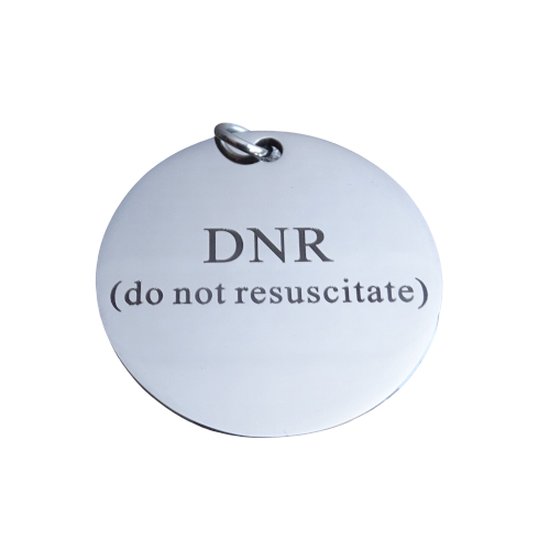 2 Love it DNR (do not resuscitate) - Hanger - Penning - Rond - Stainless steel - 3 cm diameter - Zilverkleurig
