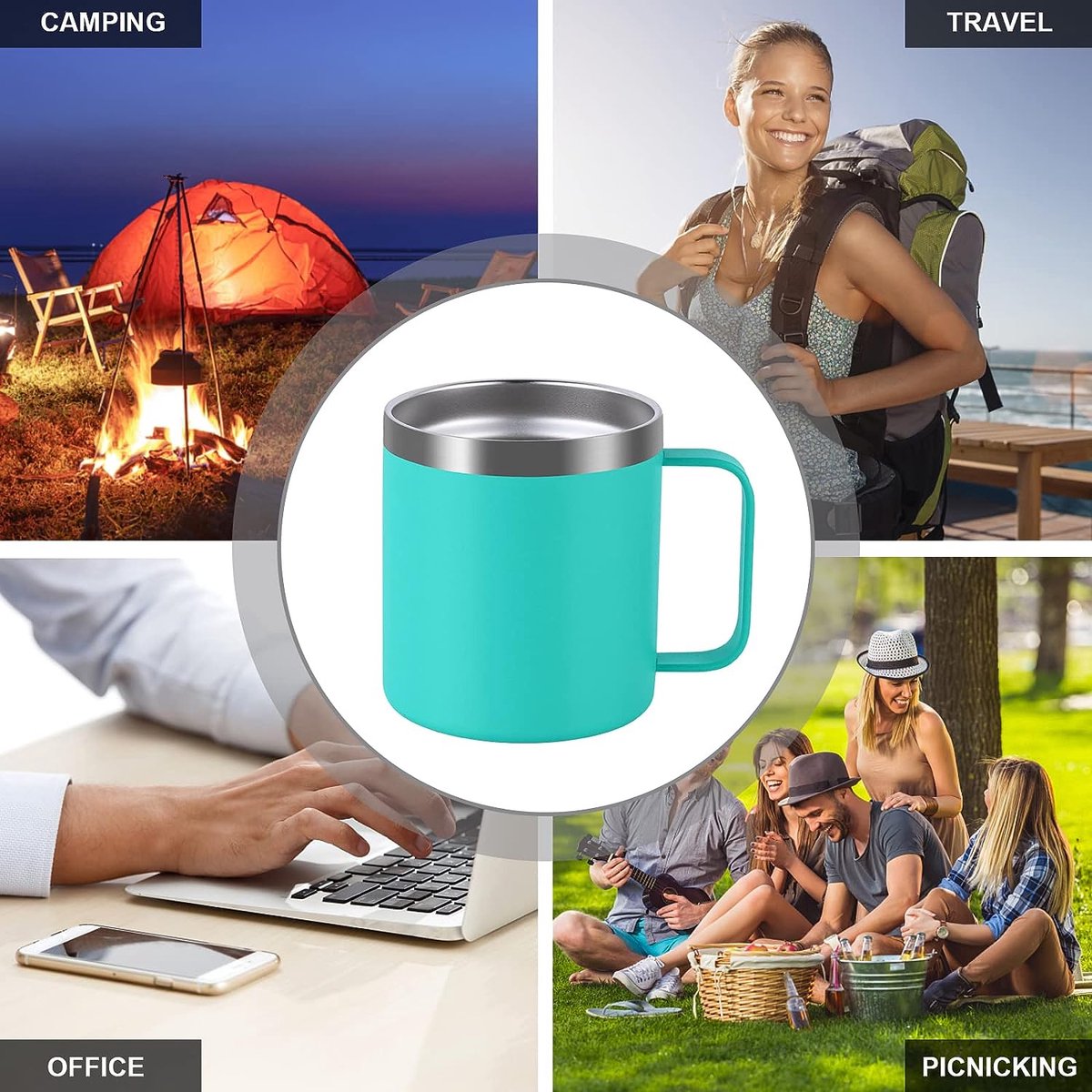 Dubbelwandige roestvrijstalen mok, roestvrijstalen campingmok, campingbeker, metalen beker, 400ml / 13.5oz Dubbelwandige roestvrijstalen mok, roestvrijstalen campingmok, campingbeker, metalen beker, 400ml / 13.5oz