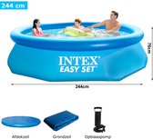 Intex® Zwembad Met Pomp 244cm - Opblaasbaar Bad + Opblaaspomp + Afdekzeil + Grondzeil - Opblaasbaar Zwembad - Rond