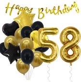 Snoes Ballonnen 58 Jaar Feestpakket – Versiering – Verjaardag Set Goldie Cijferballon 58 Jaar -Heliumballon