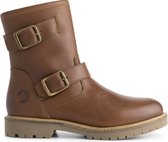 Travelin' Skellerup Dames Laarzen - Leren bikerboots wolgevoerd - Cognac leer - Maat 41