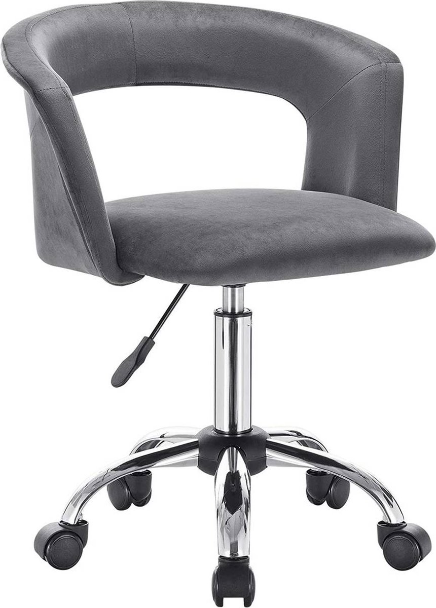 Bureaustoel deluxe op wielen - Velvet - Voor volwassenen - Donkergrijs - Ergonomische bureaustoel - In hoogte verstelbaar