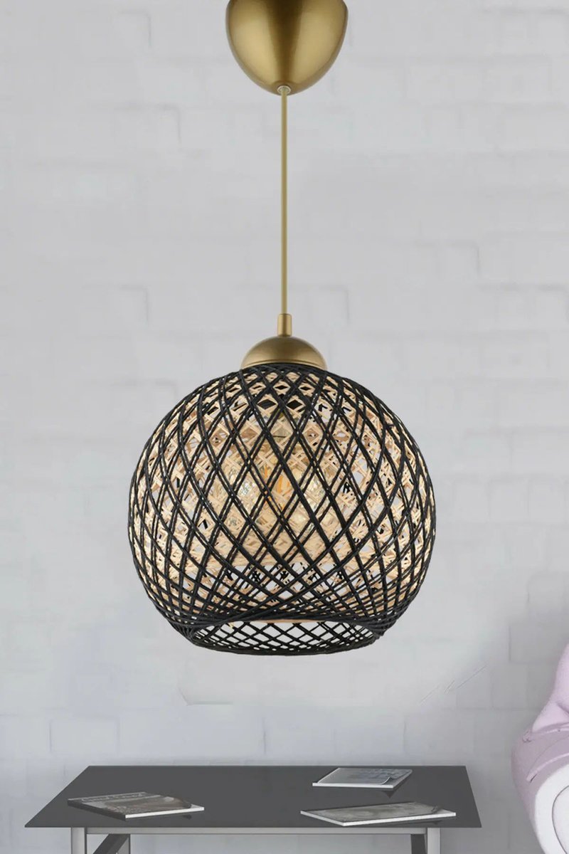 Verlichting - Kroonluchter Zwart Goud Metaal - Ludwik Design - Afmetingen 22x22x54cm