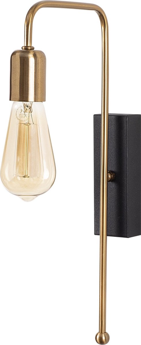 Wandverlichting - Wandlamp Goud Zwart Metaal - Afmetingen 6x22x42cm - Stijlvolle Luce Verlichting
