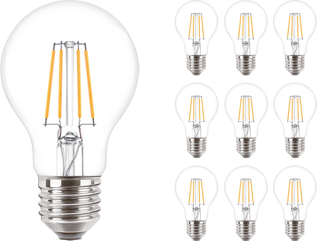 Voordeelpak 10x Philips Corepro LED Lamp E27 Peer Helder 4.3W 470lm - 827 Zeer Warm Wit | Vervangt 40W