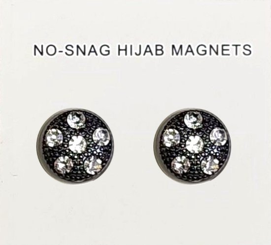 Fako Bijoux® - 2x Magnetische Broche - Hoofddoek Magneet - Sjaal - Hijab Accessoires - Abaya - 12mm - 2 Stuks - Shiny Zwart