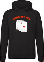 Sweat à capuche Kiss My A | Cartes | jeu de cartes | poker | Humour | drôle | Unisexe | Pull | Sweat | Capuche | Noir