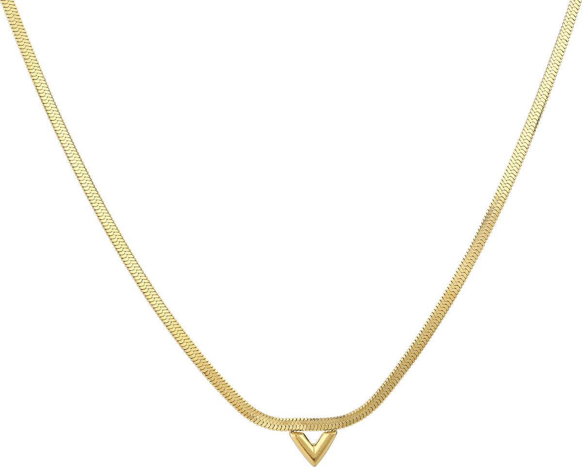 Michelle Bijou - Damesketting - Platte schakel - V hanger - Goud