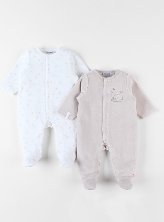 Set de 2 pyjamas 1 pièce, greige/écru