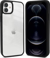 Coverzs telefoonhoesje geschikt voor Apple iPhone 12 / 12 Pro hoesje - doorzichtig acryl telefoonhoesje met gekleurde silicone rand - optimale bescherming - zwart
