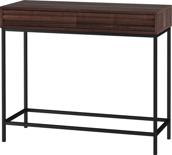 smalle consoletafel entreetafel (106 cm lang) met stopcontacten, 2-laags haltafel bijzettafel banktafel met metalen frame & oplaadstation, voor entree, hal woonkamer | NL