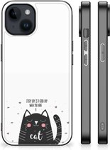 Mobiel TPU Hard Case Geschikt voor iPhone 15 Plus Telefoon Hoesje met Zwarte rand Cat Good Day