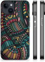 Hoesje Bumper Geschikt voor iPhone 15 Plus Telefoon Hoesje met Zwarte rand Aztec