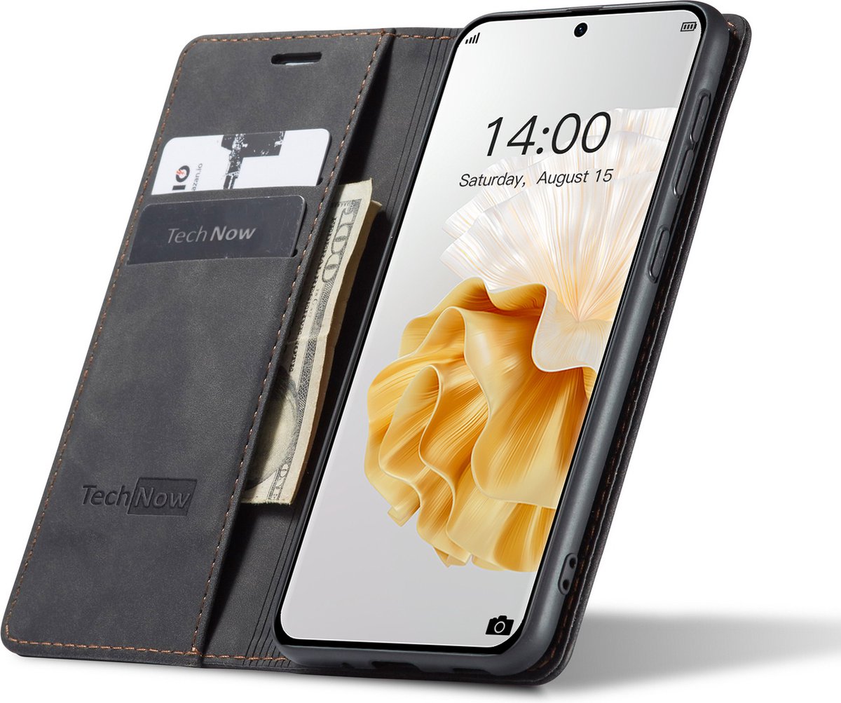 Hoesje geschikt voor Huawei P60 Pro - Book Case Leer Slimline Zwart