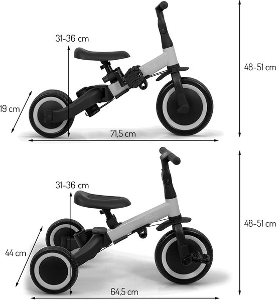 Tricycle pour enfant 4 en 1 avec barre de poussé…