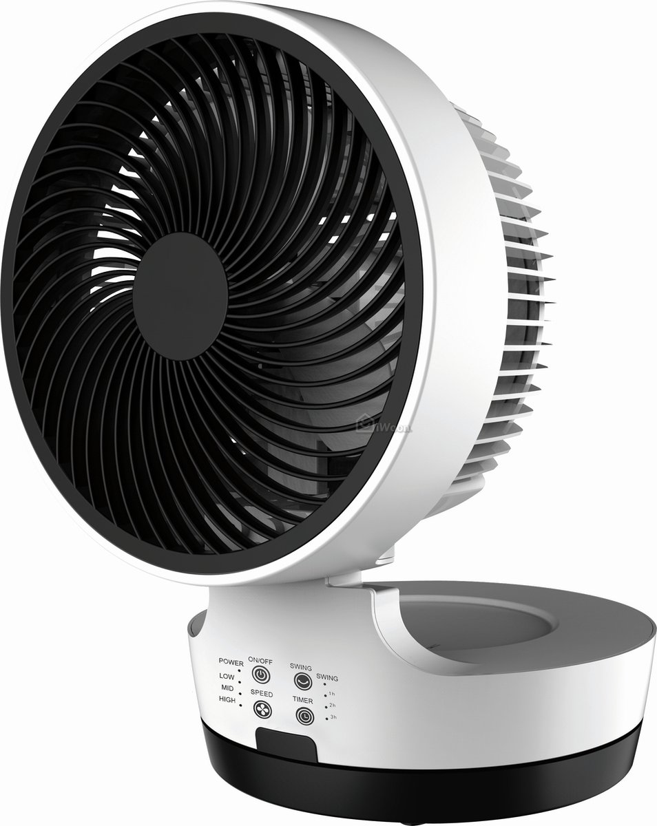 Ventilator Coolboy by ALberello wit - met Afstandsbediening - 40 w - 40 m2 verkoeld oppervlak - Langdurig werkende luchtcirculatie - Timer - 7 soorten Timer instellingen - 3 standen ventilatie - Opvouwbaar