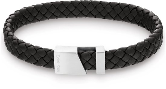 Bracelet Homme Calvin Klein CJ35000502 - Bracelet cuir - Bijoux - Cuir - Zwart - 10 mm de large - 19,5 cm de long