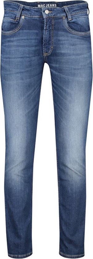 Blauwe MAC Jeans met lichte wassing en subtiele kreukels.