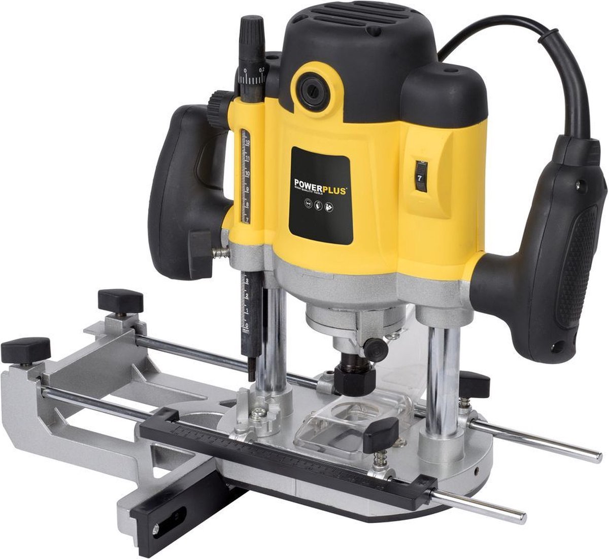Powerplus POWX093 Bovenfrees - 1500W - Max. diepte: 50mm - Variabele snelheid - Incl. opbergkoffer parallelgeleider, stofzuigaansluiting, 12-delige freesset en 7 accessoires