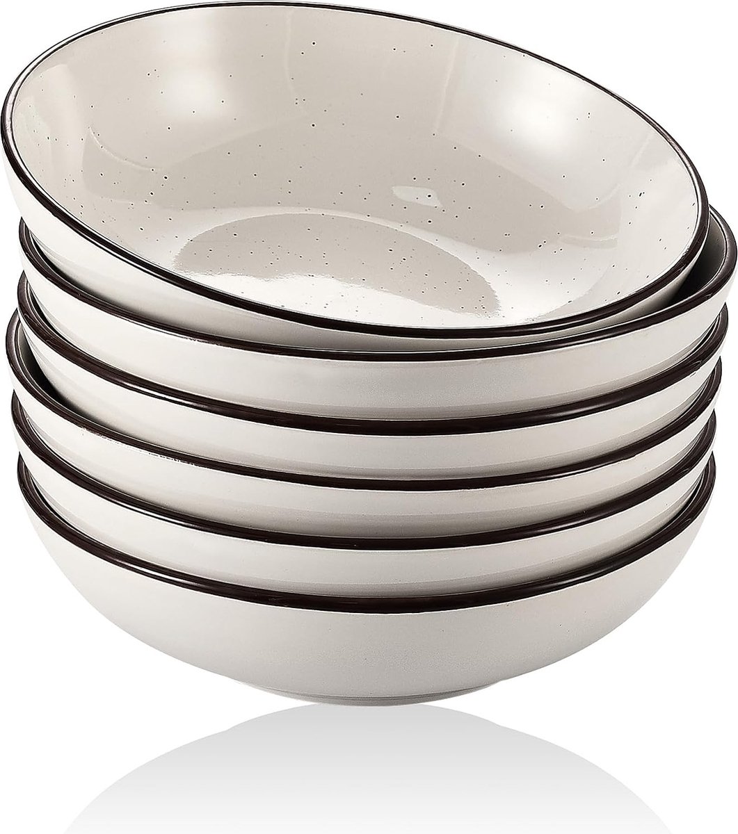 Gural Pastaborden | STRIPES | Porselein | Lichtgrijs | 6 Stuks | 260mm