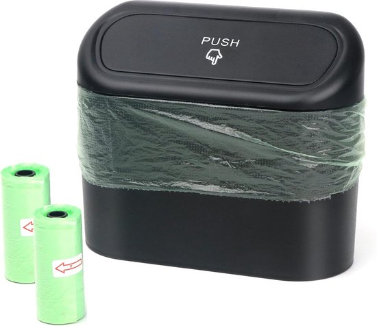 Accmor Mini Auto Prullenbak met Deksel - Voertuig Vuilnisbak voor Auto's, Thuis, Kantoor - Automotive Afvalbak met Rolhouder