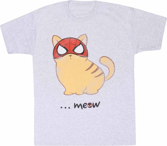 Marvel SpiderMan - Miles Morales Meow Mens Tshirt - M - Grijs