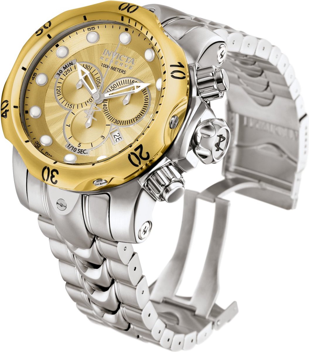 Invicta Mens 54mm Reserve VENOM Elegant SWISS Chronograph Brown Leather SS Watch - Foto 6