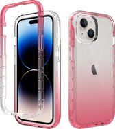 Hoesje geschikt voor iPhone 15 Plus - Full body - 2 delig - Shockproof - Siliconen - TPU - Roze