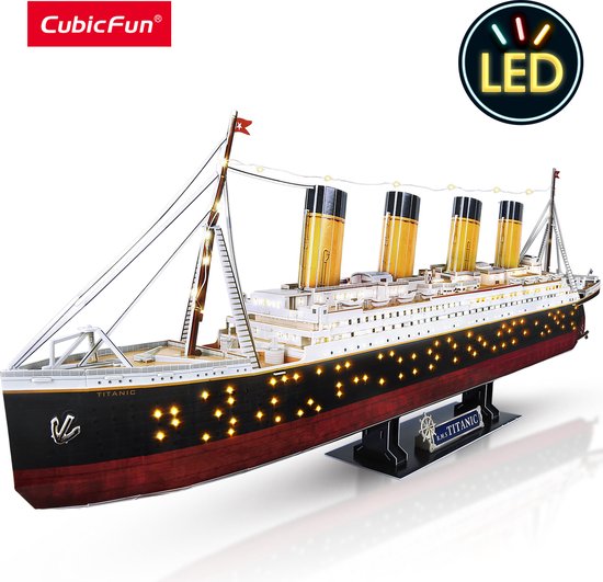 CubicFun 3D Puzzel Titanic met LED Verlichting – 266 Stukjes