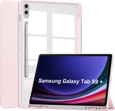 Case2go - Tablet hoes geschikt voor Samsung Galaxy Tab S9 Plus/S9 FE Plus (2023) - Acrylic Trifold case met Auto/Wake functie en Magneetsluiting - Roze