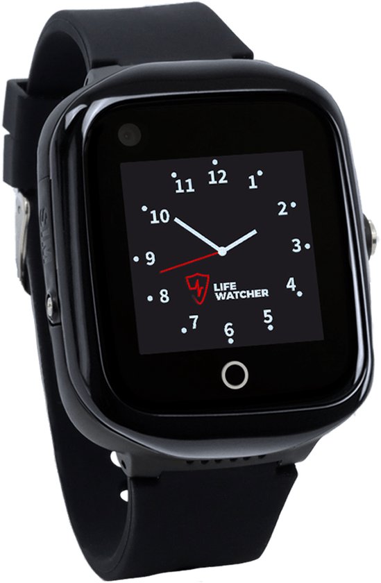 LifeWatcher Max Zwart 4G Senioren Horloge - Personenalarmering - Smartwatch voor Ouderen - Met Videobellen, WiFi en GPS Tracker