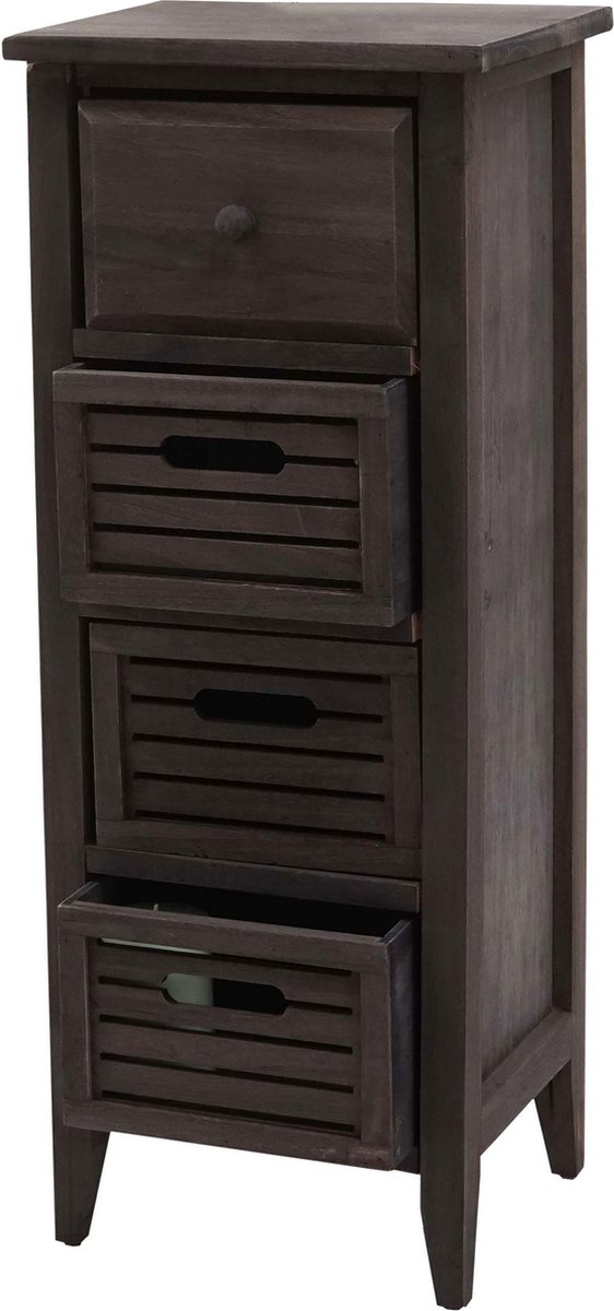 MCW Ladekast T18, ladekast, 4 laden, 74x30x25cm Shabby-Look Vintage ~ grijsbruin