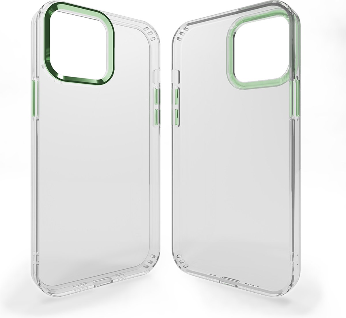 Coverzs telefoonhoesje geschikt voor Apple iPhone 14 Pro Max hard case met metalen camera bumper - doorzichtige hard cover met opstaande randen rondom camera - camera bescherming - groen