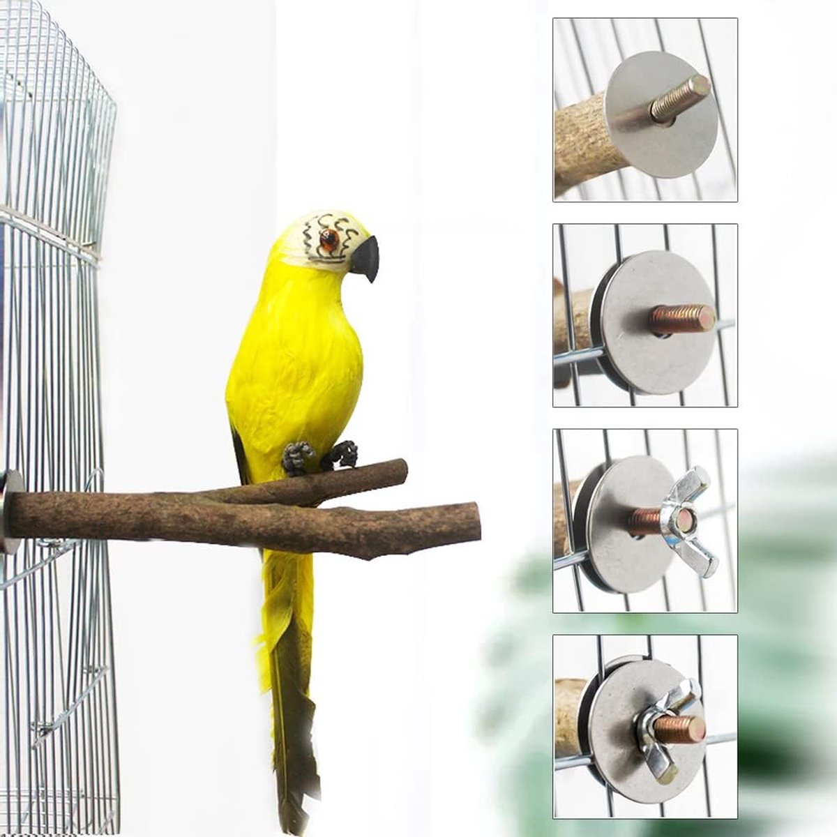 Vogelkooi accessoires vogelspeelgoed zitstokken voor vogelkooien 5-delige set met montageonderdelen vogelzitstokken hout vogel accessoires voor vogels papegaai schommel speelgoed