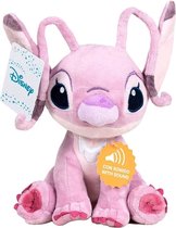 Disney - Lilo en Stitch - Knuffel - Angel met Geluid - Extra groot Hoofd - Roze - 30 cm