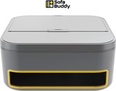 Sofa Buddy® - Personal organiser - Couch Caddy - Opslag Console voor in de zetel, op bed of wagen - Gepatenteerd - Grijs/Geel modulair design - Zelfbalancerende cupholder - Afstandsbediening docking - Smartphone & boek stand - Opbergbox - Sint cadeau