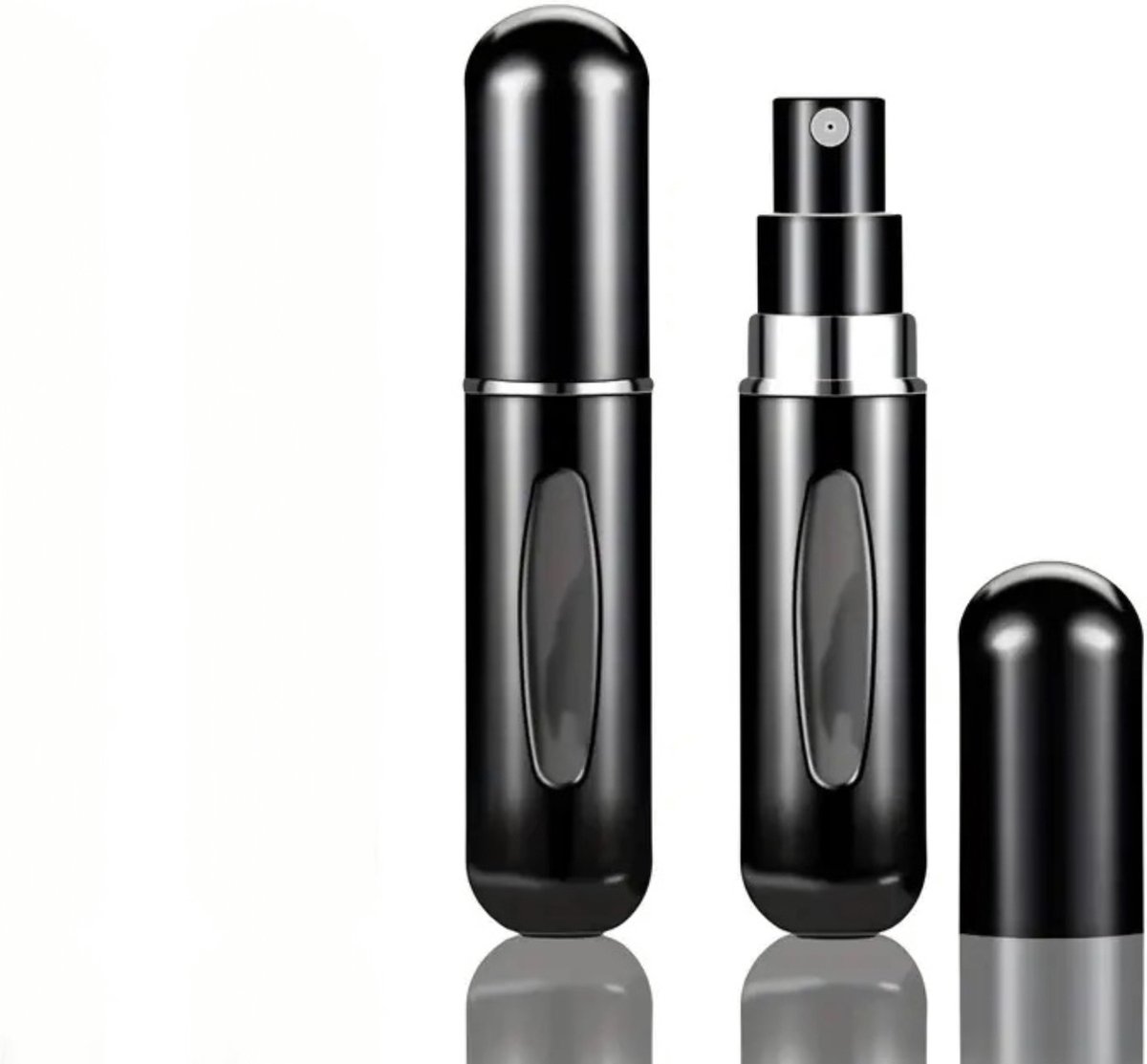 beauty solutions 2 stuks hervulbare parfumverstuiver 5ml - 70x verstuiven - mini reis parfum - zwart