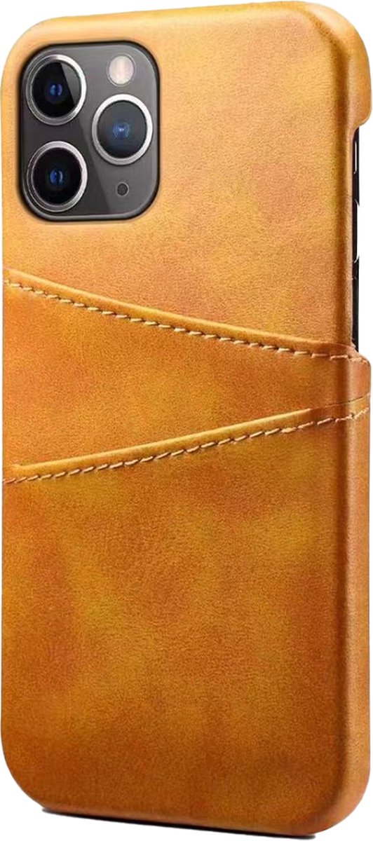Hoesje geschikt voor iPhone 15 - Backcover - Pasjeshouder - Portemonnee - Kunstleer - Lichtbruin