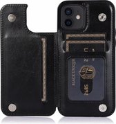Coque iPhone 15 Plus - Coque arrière - Porte carte - Portefeuille - Simili cuir - Zwart