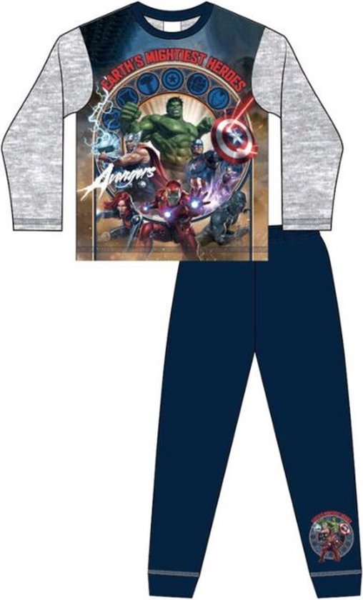 Avengers pyjama - blauw met grijs - Marvel Avengers pyama - maat 128
