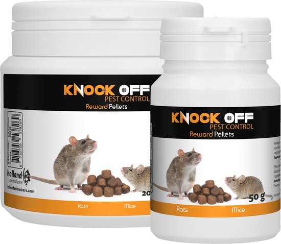 Knock Pest Control Traktatie Pellets – Voor muizen en ratten – Lokaas – Lokmiddel – Gifvrij muizenval – Veilig voor huisdieren – Voor lokdoos – 50g
