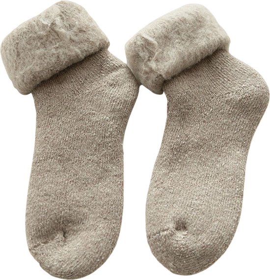 Warme winter sokken dames off-white - 1 paar - maat 36-40 - wol - gevoerd - damessokken - cadeautip