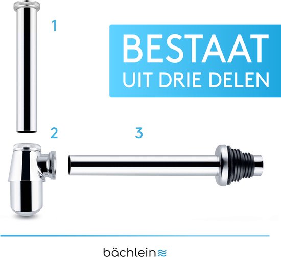 Bächlein Design Siphon Universal for Basin & Basin, Exact Drain Plug - Odor Valve with Cleaning Hole Assembly Instructions - Design Siphon Drain Plug Tube Siphon