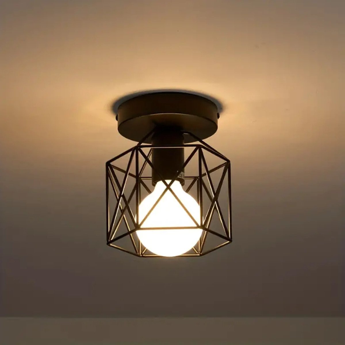 ZMH Plafondlamp vintage plafondlamp zwart: hallamp retro trappenhuislamp industriële slaapkamerlamp E27 fitting metalen lampenkap voor hal trappenhuis balkon gangkeuken slaapkamer