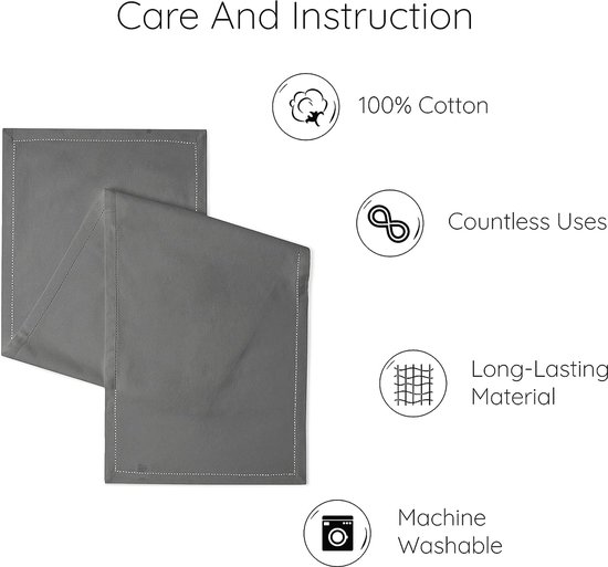 Encasa Homes Tafelloper van 100% katoen met zoomgestikte zoom voor 8-zits diners van maat 40 x 230 cm - Wit | Decoratieve doek voor feest, thuis, cafés, restaurant & hotels - Machine